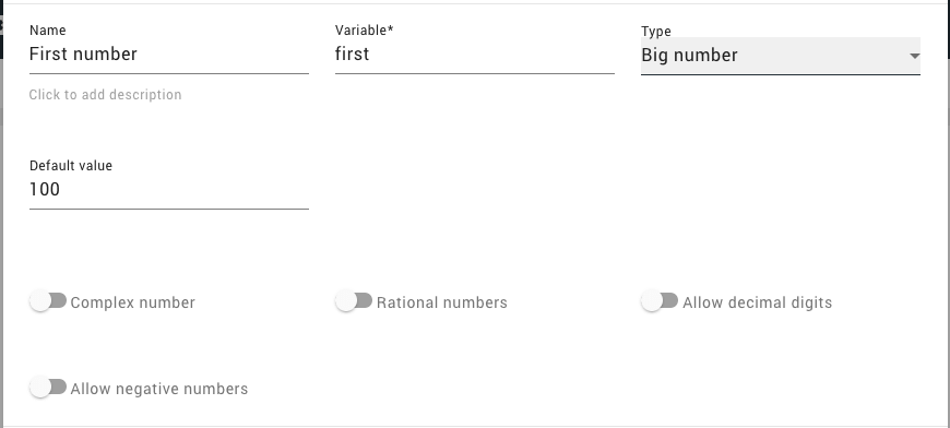 Big number parameter definition